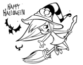 A Halloween witch coloring page