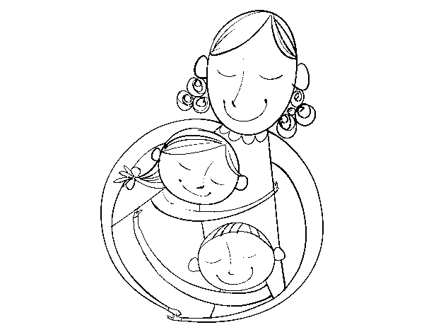A hug for a mom coloring page