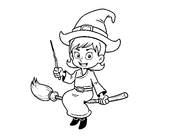 A magic witch coloring page