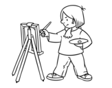 An artist coloring page