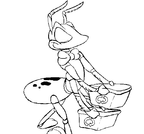 Ant recycling coloring page