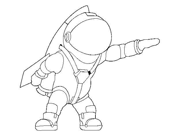 Astronaut with rocket coloring page
