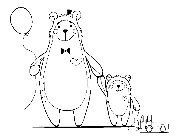 Bear and little bear coloring page