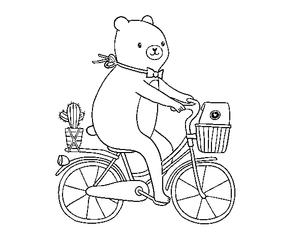 Bicycle-riding bear coloring page