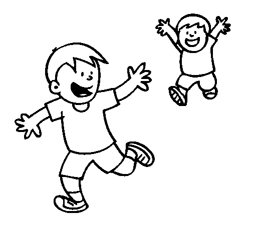 Brothers running coloring page