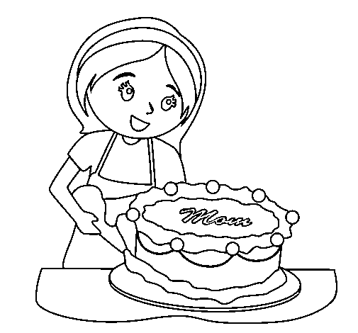 Cake for mum II coloring page