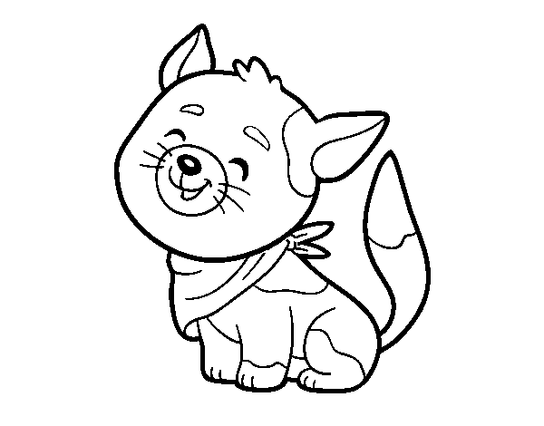Cat with kerchief coloring page
