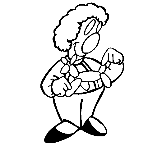 Clown and balloon doll coloring page