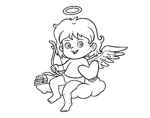 Cupido in a cloud coloring page