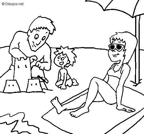 Family vacation coloring page