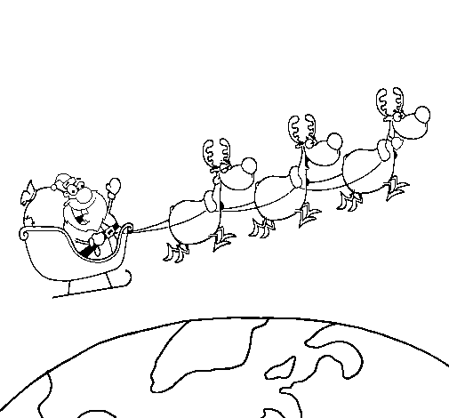 Father Christmas delivering presents 3 coloring page