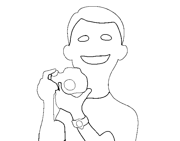 Guy with camera coloring page