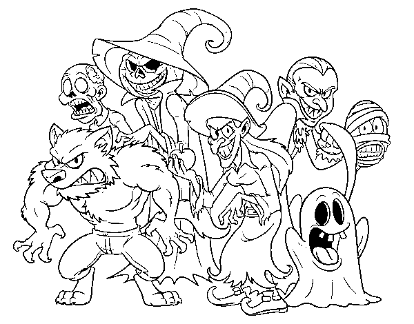 Halloween Monsters coloring page - Coloringcrew.com