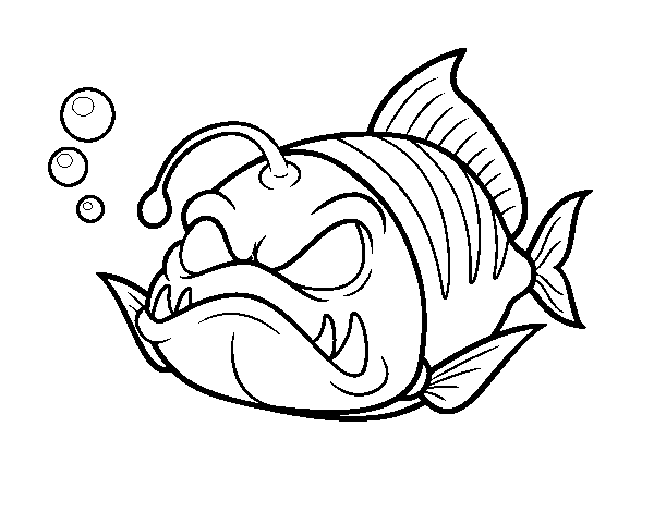 Horned lantern fish coloring page