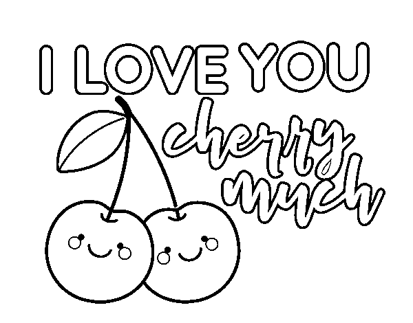 I love you cherry much coloring page