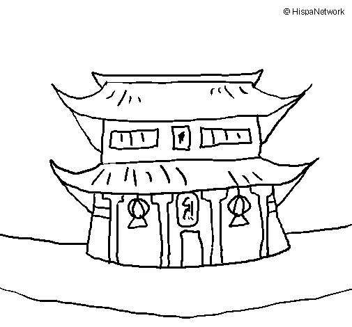 Japanese temple coloring page