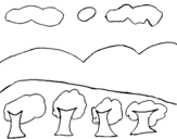 Landscape with mountain coloring page