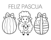 Little sheep with easter eggs coloring page