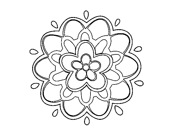 Mandala with a flower coloring page