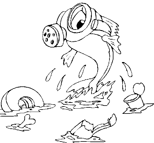Marine pollution coloring page