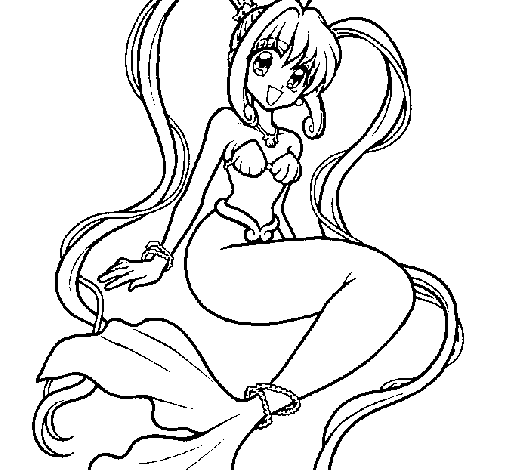 Mermaid with pearls coloring page