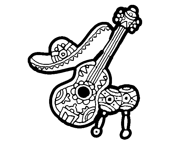 Mexican instruments coloring page