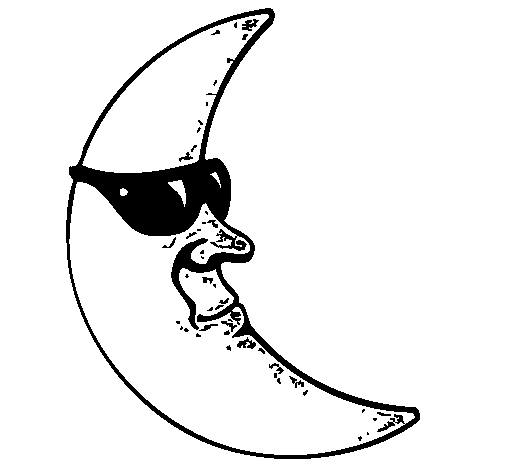 Moon with sunglasses coloring page