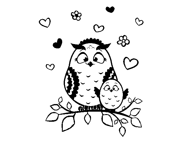 Mother owl coloring page