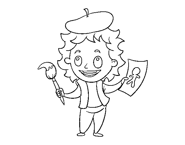 Painter artist coloring page