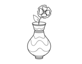 Poppy with vase coloring page