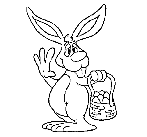 Rabbit with basket coloring page