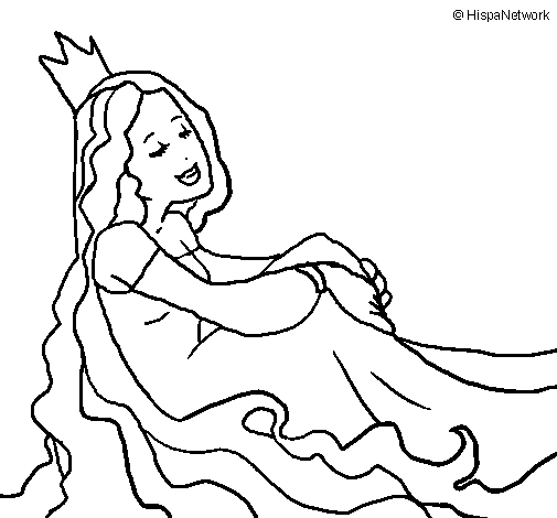 Relaxed princess coloring page