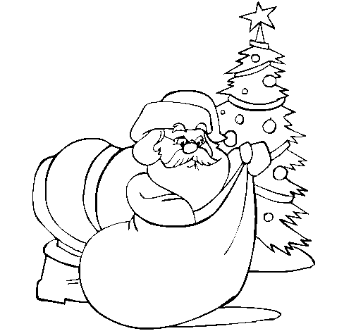 Santa Claus delivering presents coloring page