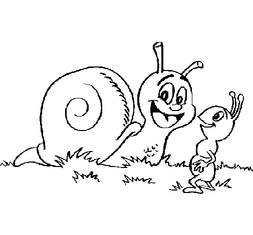 Snail and ant coloring page