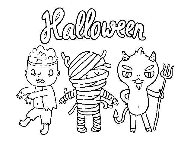 Some monsters for Halloween coloring page