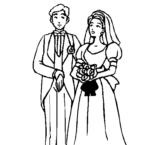 The bride and groom III coloring page