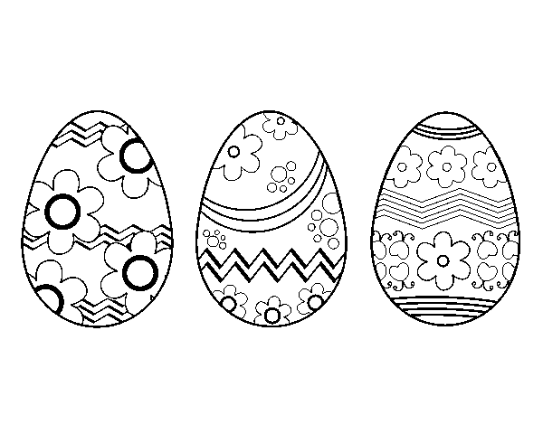 Three Easter eggs coloring page