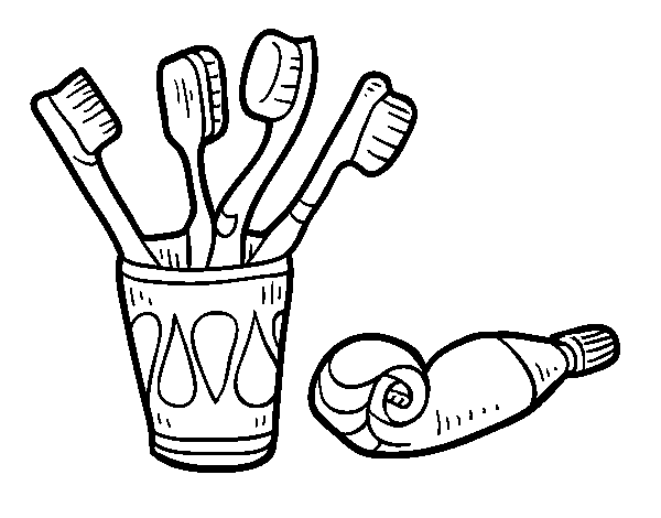 Toothbrushes and toothpaste coloring page