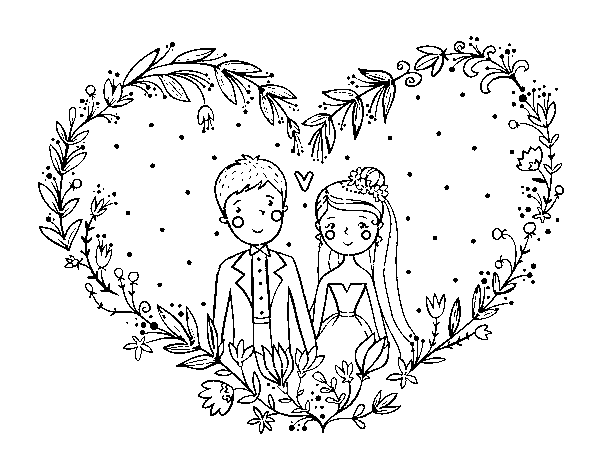 Wedding heart coloring page