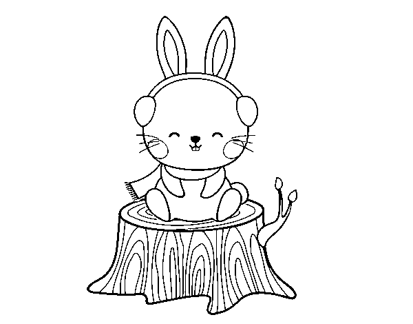 Wild rabbit sheltered coloring page