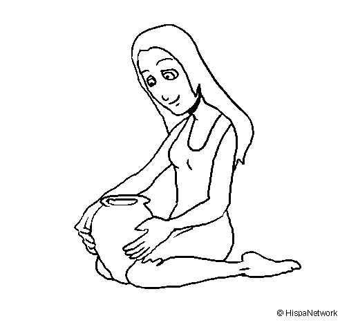 Woman and urn coloring page