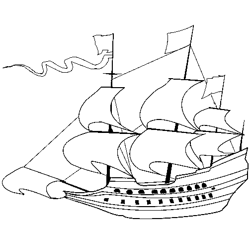 17th century sailing boat coloring page