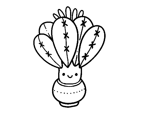 A cactus with flower coloring page