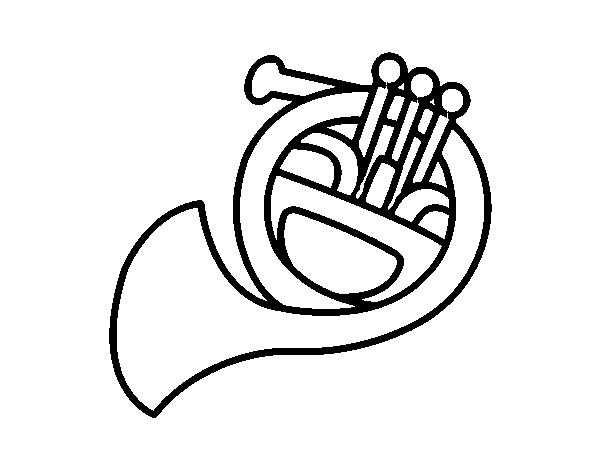 A French horn coloring page