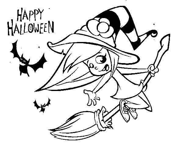 A Halloween witch coloring page