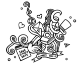 A wedding collage coloring page