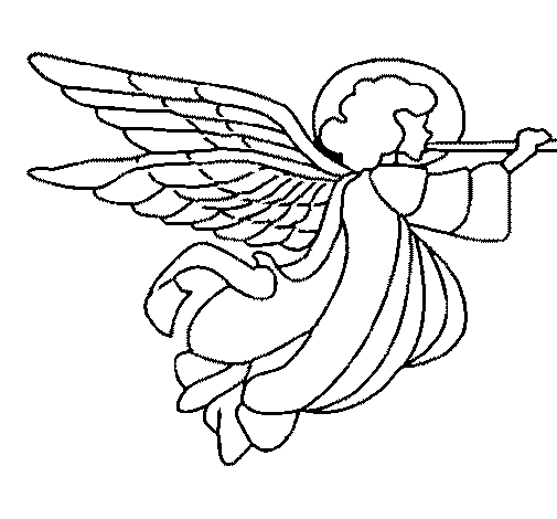 Angel with large wings coloring page