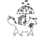 Animals and autumn coloring page