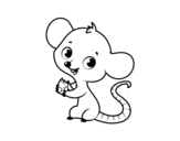 Baby mouse coloring page