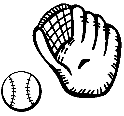 Baseball glove and baseball ball coloring page